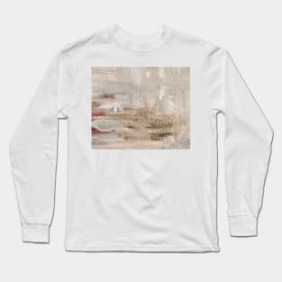 Abstract Oil Painting Waterlily Beige White Long Sleeve T-Shirt